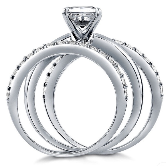 Jewelry - 3pcs Beautiful White Sapphire Gemstone Wedding Set